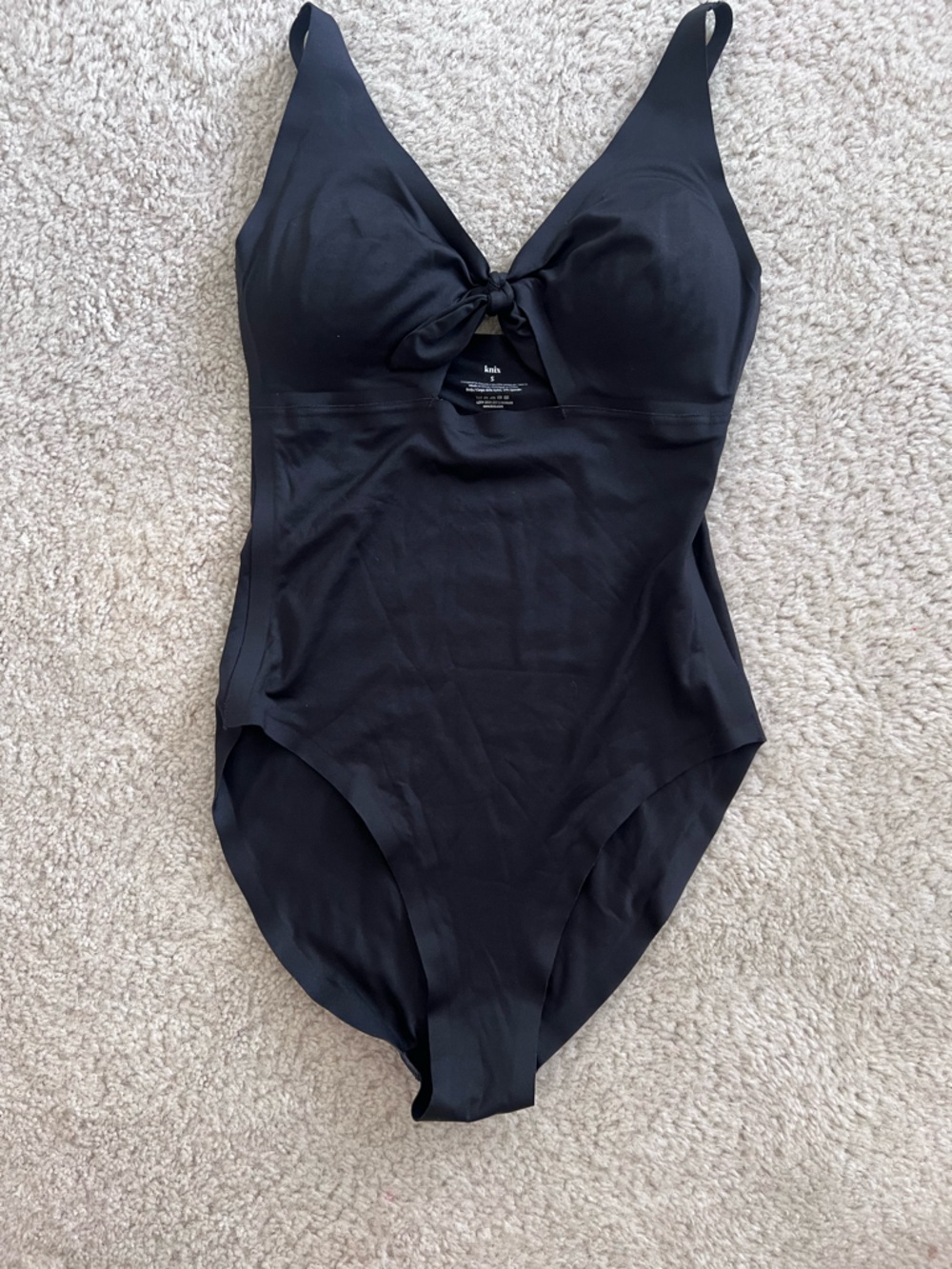 Knix Black Twist-Front One Piece Swimsuit Small